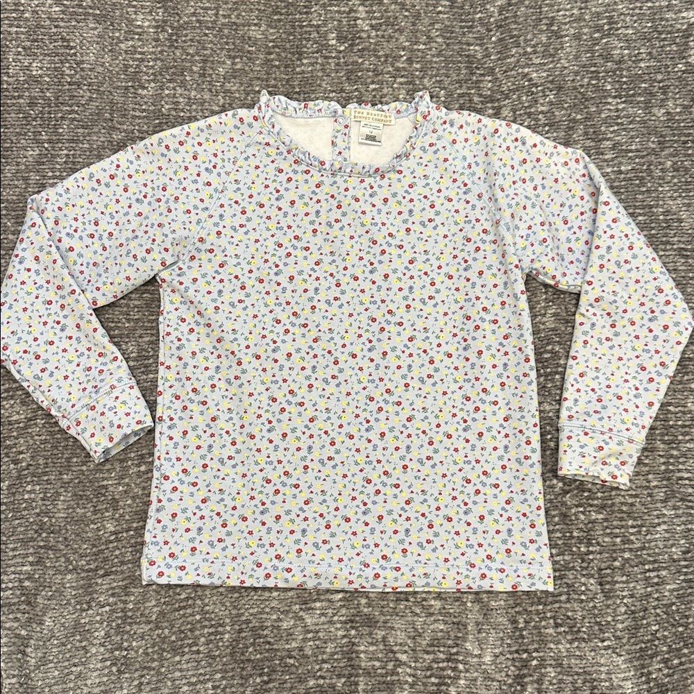 NWOT  The Beaufort Bonnet Co. blue floral ruffle collar pullover top size 12